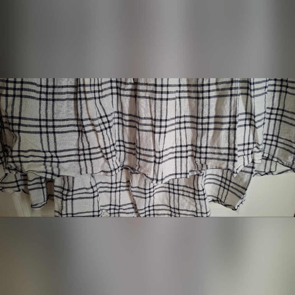 Oddy blue lace sleeve blouse sz L Plaid Goth Lagenlook Casual Romantic Western - Picture 8 of 11